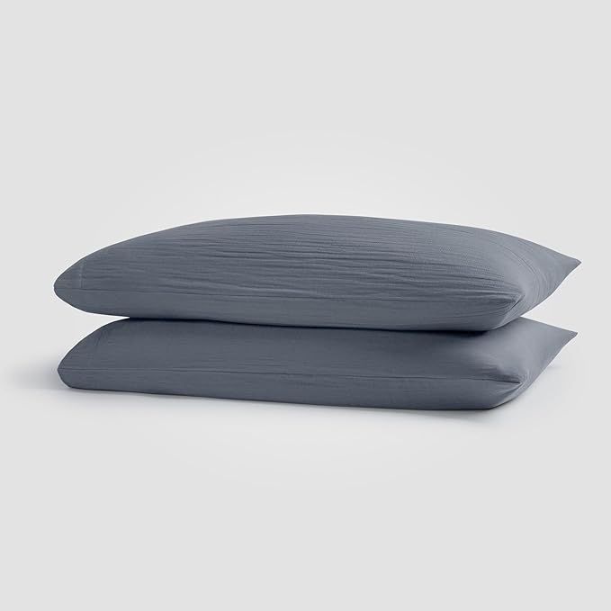Oasis Full Sheet Set, Coastal Blue 100% Cotton Gauze 4-Pc. Sheet Set, Oeko-TEX Certified Full Sheets, with Flat Sheet, Fitted Sheet and 2 Pillowcases, Earth Tone Bedding