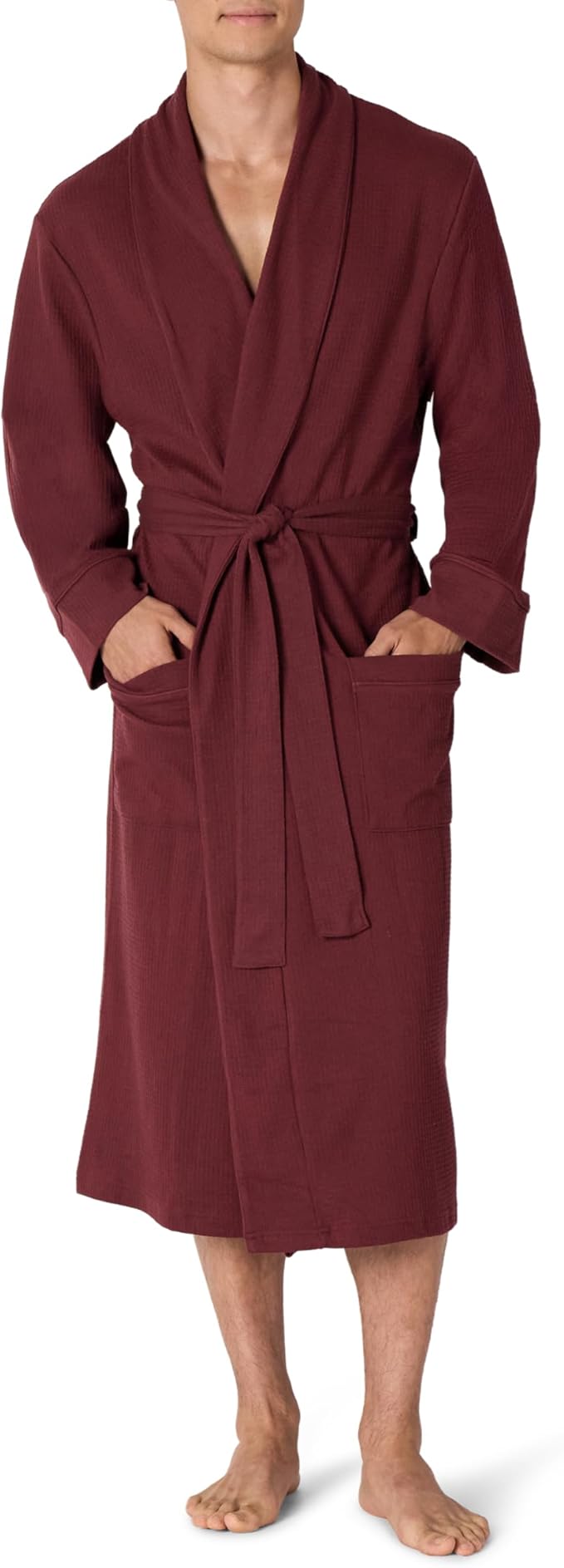 Amazon Essentials Men's Lightweight Cotton Waffle Bathrobe (Available in Big & Tall)