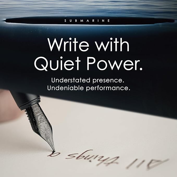 TAG Submarine Luxury Fountain Pen – TurbineDriven Refill, Steel Black Fine Nib, Elegant Writing Gift for Men & Women, Designed by Award-Winning Team