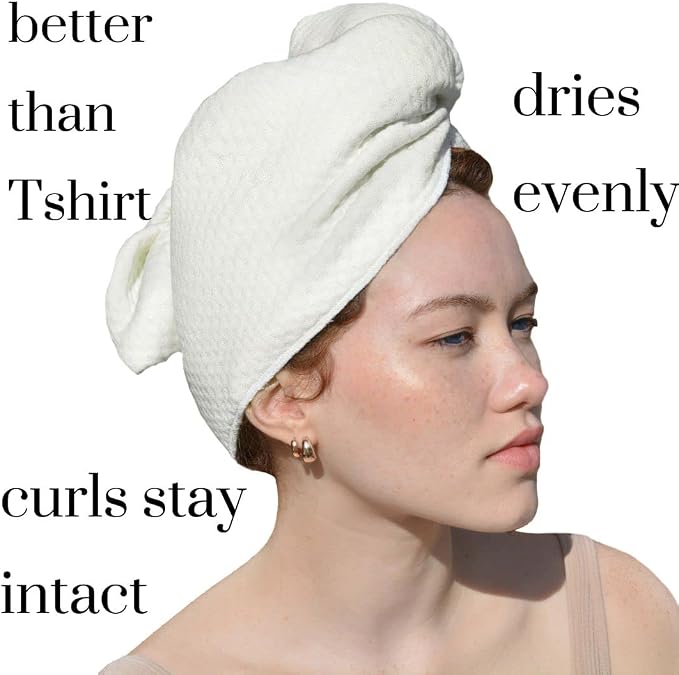 Better Than TShirt Hair Towel for Curly Hair | Handmade Organic Bamboo Viscose Not Microfiber | Plop Towel Tshirt Towels for Curly Hair Plopping Shirt Women Towel Curls Sleep in Hair Towel Wrap Turban