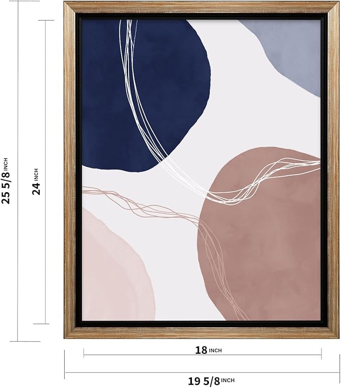 Monem Art Abstract Organic Shapes Print - Scandinavian Blue Geometric Poster - Wall Decor for Living Room, Bedroom or Office - 18x24 Silver Framed CANVAS Wall Art by Mareike Bohmer