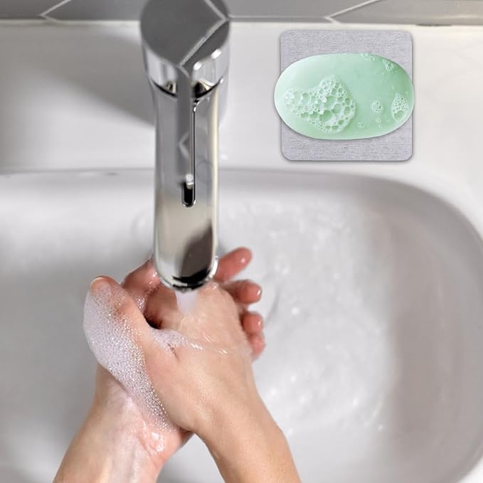 Diatomite Tray | Anti-Slip Quick-Dry Diatomaceous Stone Tray | Water Drying Soap Saver Dish Toothbrush Drink Coaster Set for Bathroom and Kitchen