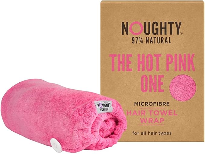 Noughty 97% Natural Microfiber Hair Towel Quickly Absorbs Moisture Quick-Dry Wrap, Reduces Breakage Combats Frizz Hot Pink