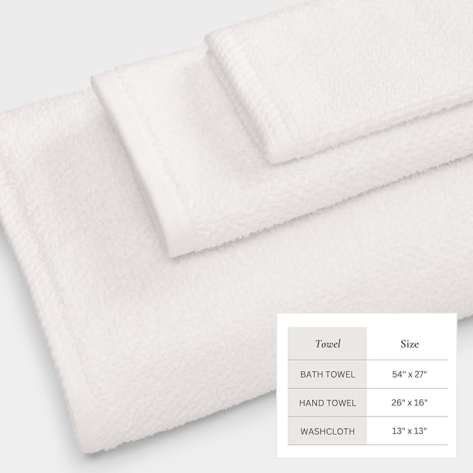 Great Bay Home 100% Cotton 6 Piece Towel Set - Absorbent, Quick-Drying, Durable Bath Towels for Bathroom Decor - Low-Twist, Two-Ply Fibers (Ivory)
