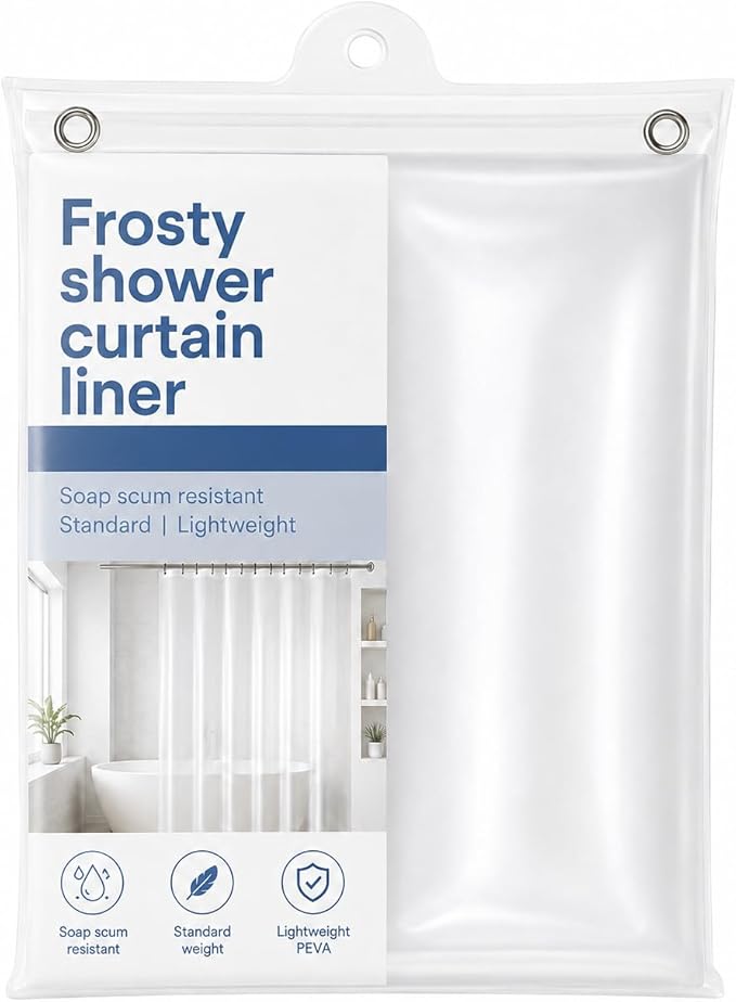TreeLen Hotel Collection Shower Curtain Liner,Eco-Friendly PEVA Plastic 10Gauge 72" x 72" Shower Curtain Liner with Magnets, Weighted,Waterproof