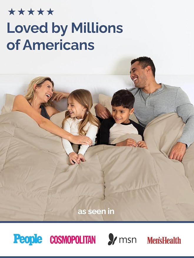 Full Size, Cream Alternative Down Comforter - Warm, Lightweight & Breathable Hotel Quality Bedding Set for Men, Women, Kids and Teens - All Season Oversized Cooling Microfiber Duvet Insert Comforter