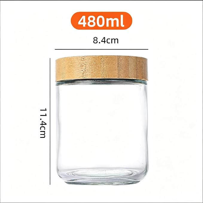 Glass Jars with Bamboo Lids Airtight