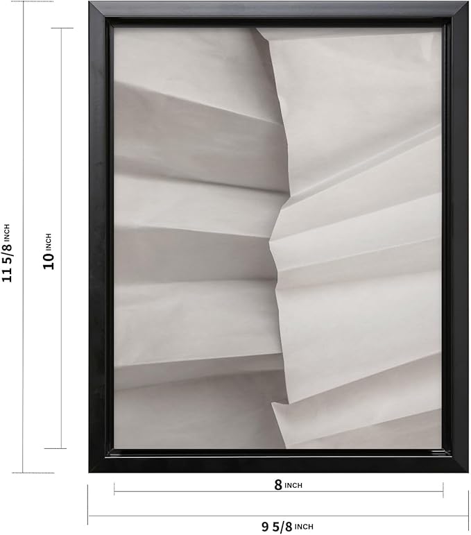 Monem Art Minimalist Folded Paper Texture Print - Neutral Abstract Modern Art Poster - Wall Decor for Living Room, Bedroom or Office - 8x10 Black Framed CANVAS Wall Art by Mareike Bohmer