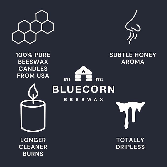Bluecorn Beeswax Pillar Candle, 100% Pure Natural Bees Wax, Ivory White 3x6 Candle, Clean Burning & Dripless, Long Lasting (90 Hrs), Paraffin, Soy & Fragrance Free, Home Decor, American Made, 1 Count