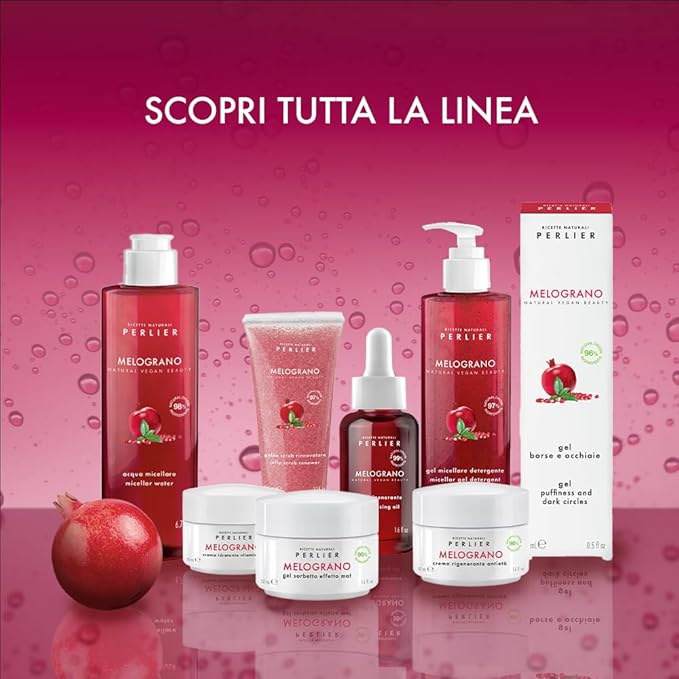 Perlier Pomegranate Micellar Cleansing Water - Gentle Makeup Remover & Skin Refresher - Hydrating & Antioxidant-Rich Formula - 6.7 fl oz