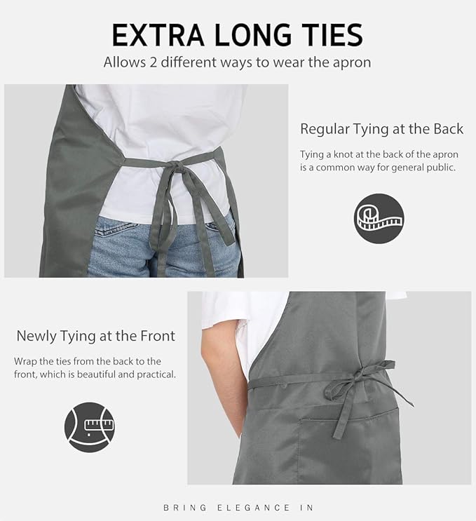 Syntus Apron for Men Women, Adjustable Cooking Kitchen Chef Aprons with 2 Pockets