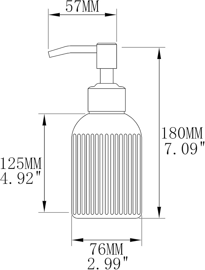 16Oz Clear Glass Soap Dispenser with Rust Proof Bronze Stainless Steel Pump, Refillable Bathroom Soap Dispenser with Vertical Stripe, Oil Rubbed Bronze Pump Kitchen Dispensers
