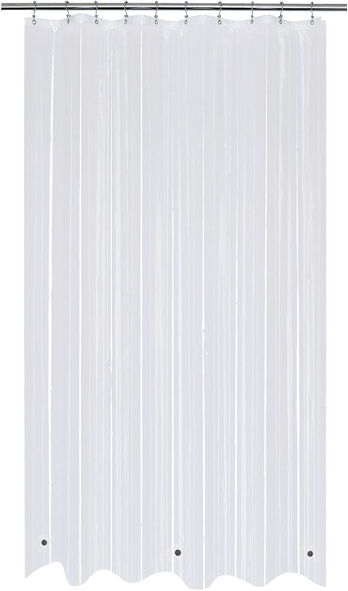 Mrs Awesome Stall Shower Curtain Liner with 3 Magnets 54 x 78 inch, PEVA 8G Thick & Heavy Duty Plastic Shower Curtain for Bathroom, Waterproof, 54x78, Clear