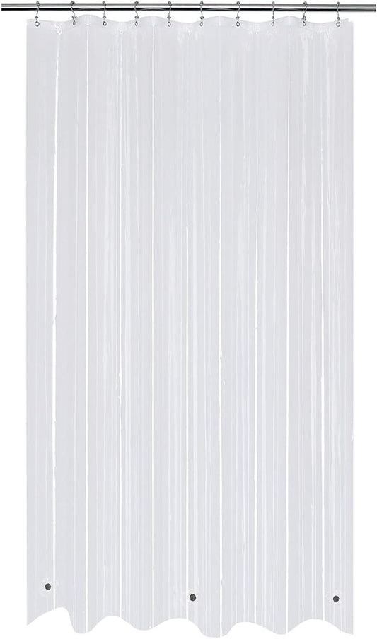 Mrs Awesome Stall Shower Curtain Liner with 3 Magnets 54 x 78 inch, PEVA 8G Thick & Heavy Duty Plastic Shower Curtain for Bathroom, Waterproof, 54x78, Clear