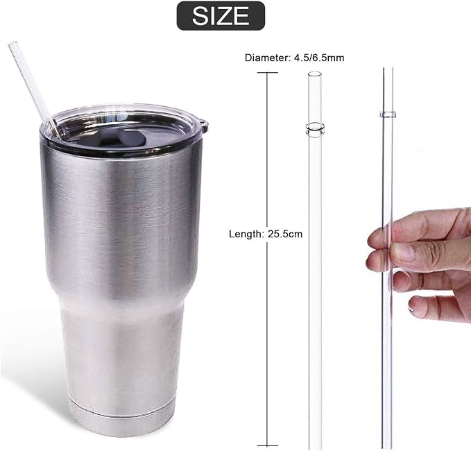 ZYTC Reusable Straws for YETI, Set of 6 Straws and 2 Cleaning Brushes | 20OZ and 30OZ Cups, For Yeti, Tritan