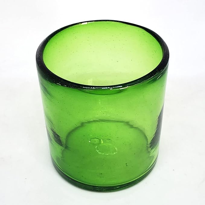 Solid Emerald Green 9 oz Short Tumblers (set of 6), Recycled Glass, Lead-free, Toxin-Free (9oz Tumbler)