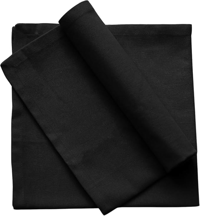 Set of 12 Cloth Napkins, 18 X 18 Inches, 100% Cotton Premium Quality Cloth Napkins with Mitered Corners Ultra Soft Absorbent Dinner Table Cloth Decor Oversized Napkins for Parties, Black