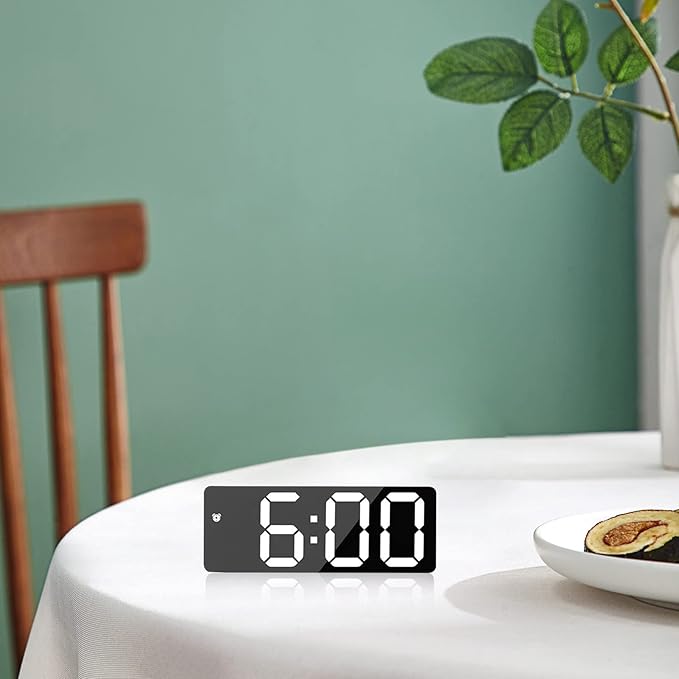 Smart Digital Alarm Clocks for Bedrooms, Big Display Plug in Simple Basic Digital Clock, LED Screen, Snooze, Dimmable, Temperature, Date, Small Electronic Desk Clock for Kitchen Office