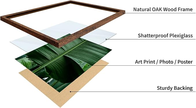 Monem Art Tropical Banana Leaf Photography Print - Minimalist Botanical Nature Poster - Wall Decor for Living Room, Bedroom or Office - 8x10 Brown Framed Wall Art by Mareike Bohmer