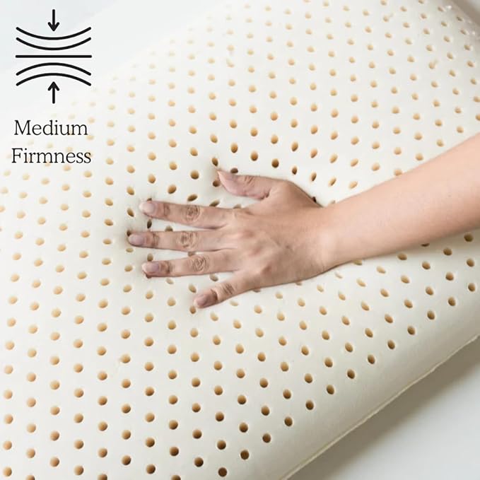 Talalay 100% Natural Premium Latex Pillow - Sleeping Bed Pillow – Luxury Medium Soft Pillow for Side, Back, and Stomach Sleepers -Talalay Latex Helps Relieve Pressure, No Memory Foam Chemicals