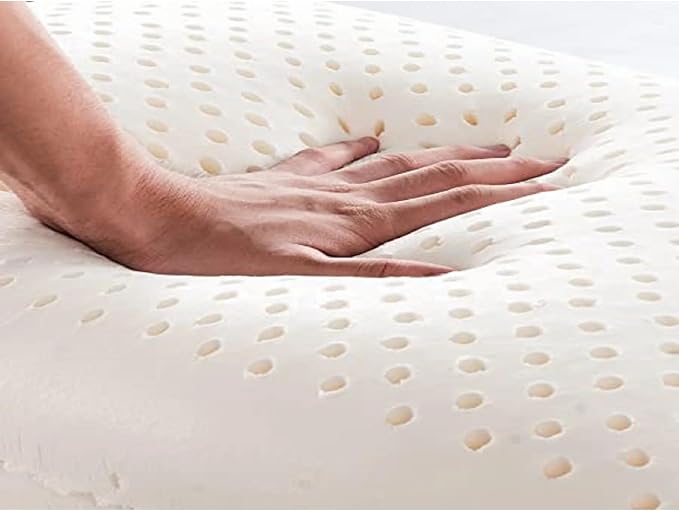 100% Natural Talalay Latex Pillow – Medium Firm Support for Neck & Shoulder Pain Relief – Breathable, Eco-Friendly – Standard Size with Removable Washable Cover – Non-Toxic, No Memory Foam