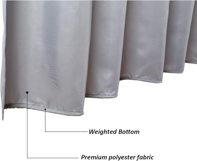 Gray Waterproof Shower Curtain Liner 70x74 Inches - Thick Polyester Fabric with Weighted Bottom, Heavy Duty Bathroom Liner for Shower Stall or Tub, Machine Washable