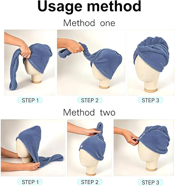 1 Pack Single Layer Dark Blue Microfiber Hair Drying Towel Wrap for Women, Hair Turbans Towel for Wet Hair,Turbie Twist Hair Towels (Dark Blue Color - Single Layer)