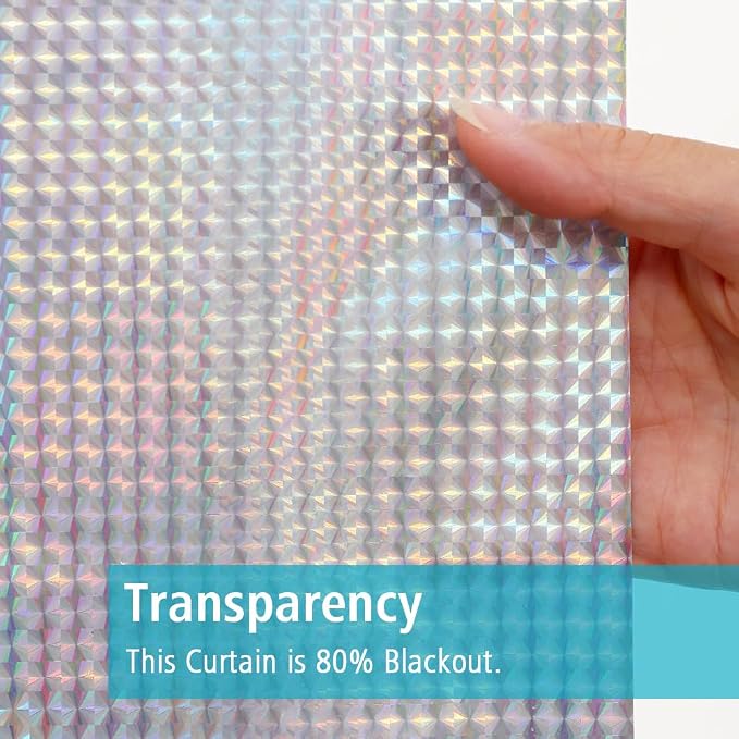 Ga-Geetopia Holographic 3D EVA Shower Curtain Liner Ice Cube, 72x72 Medium Weight Clear Plastic Bathroom Shower Curtain with Rustproof Metal Grommets for Shower Stall, Bathtubs