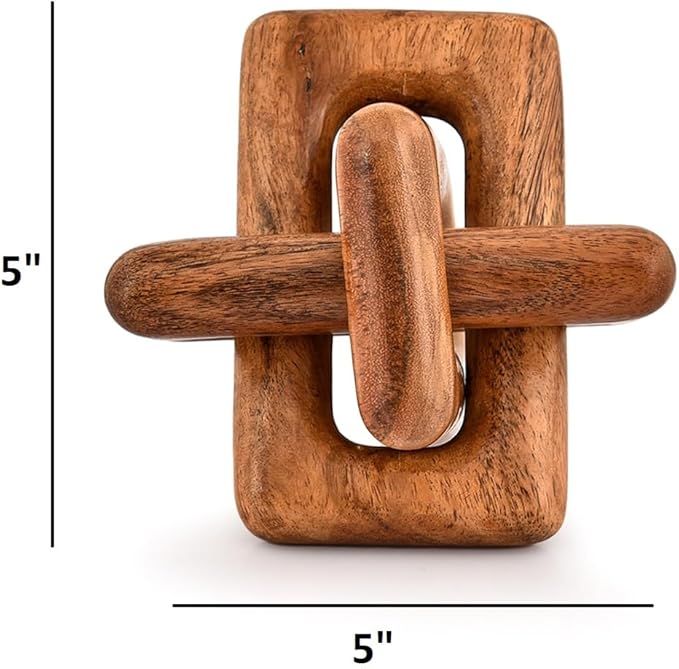 EDHAS Coffee Tables 3 Link Wooden Knot Decorative Living Room Decor Unique Appearance Durable Accessories (5" X 5" X 5")
