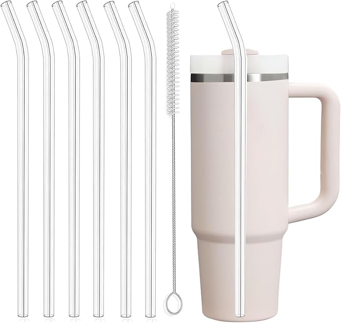 6-Pack Replacement Clear Straws for Stanley 30oz 40oz Tumbler, Plastic Reusable Straws for Yeti 30oz 40 oz Tumbler, Food Grade Tritan Straw for Mason Jar 16oz Venti Cup