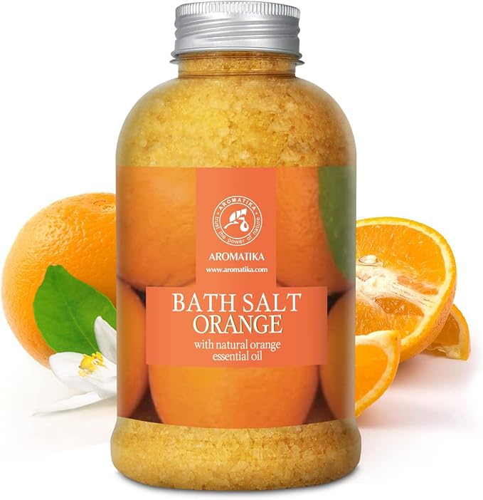 Orange Bath Salts w/Natural Orange Essential Oil 21.16 Oz - Good for Beauty - Bathing - Body Care - Wellness - Spa - Bath
