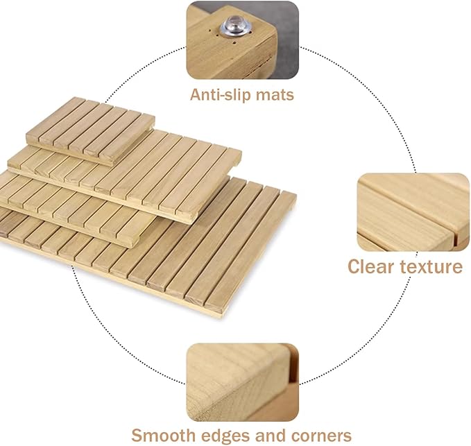 QWEASDF Natural Wooden Bath Mat,Duck Board,Wooden Shower Mat,Waterproof Non Slip Solid,Bathroom Bamboo Bath Mat,Use for Kitchen Bedroom Bathtub Toilet Doormat,Customizable(75x110cm/30x43in)