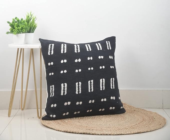 Trade Star 100% Cotton Throw Pillow Cover Handloom Square Cushion Case Tribal Print Bedding Sofa Cushion Case Farmhouse Floor Decor Cushion Cover Handmade for Room Decor (18x18 Inches)