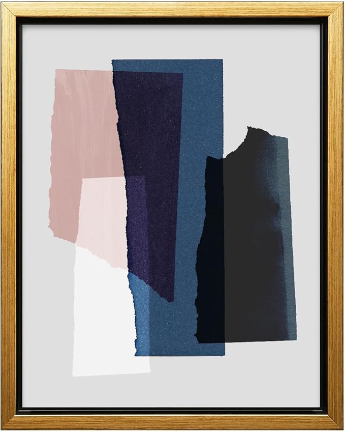 Monem Art Abstract Torn Paper Collage Print - Minimalist Modern Art Poster - Wall Decor for Living Room, Bedroom or Office - 18x24 Gold Framed CANVAS Wall Art by Mareike Bohmer