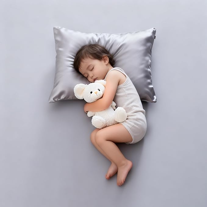 2 Pack Cooling Toddler Pillow Cases,Viscose Derived from Bamboo Small Pillow Protectors Set of 2, 400 Thread Count Soft Silky Breathable Summer Pillow Cover with Zipper Hidden (2PCS, 13‘’x18‘’,Grey)
