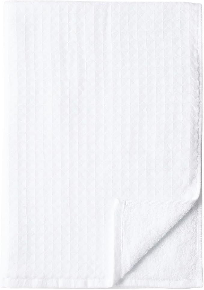 UCHINO Waffle Twist Cotton Weave Hand Towel for Bathroom Lightweight Absorbent Quick Dry Honeycomb Texture Solid Terry Loop Reverse 20" x 30", 1 Hand Towel, White