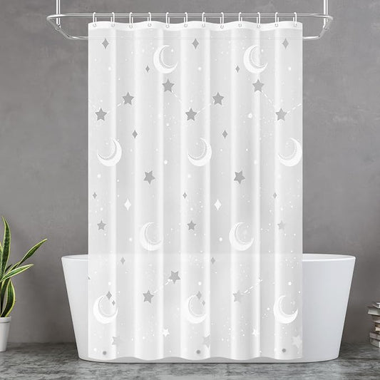 PEVA Shower Curtain, Water Repellent Premium Bathroom Shower Curtain with 3 Magnetic Weights for Shower Stall, Bathtubs