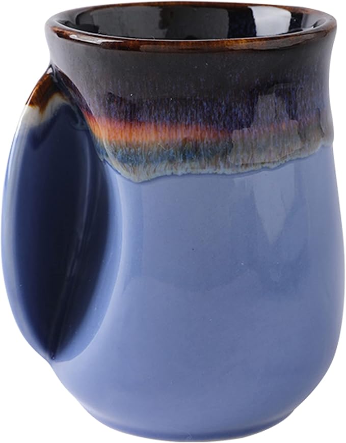 Selamica Porcelain 18oz Novelty Left-handed Handwarmer Mug, Coffee Mug, Tea Mug for family friends and couple - Haze