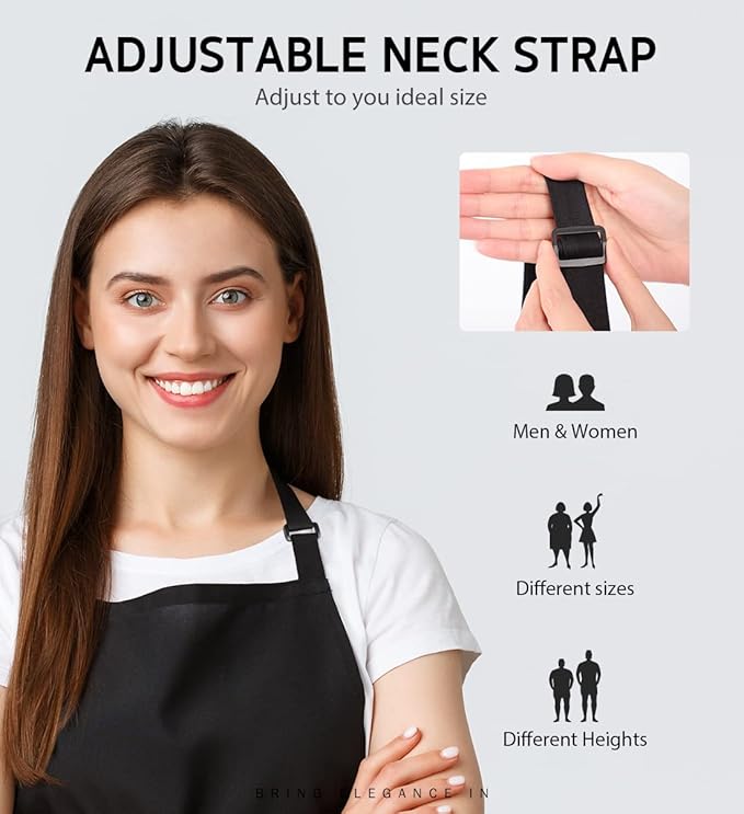 Syntus Apron for Men Women, Adjustable Cooking Kitchen Chef Aprons with 2 Pockets