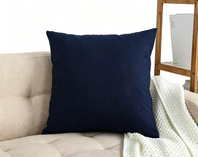 TangDepot 100% Cotton Solid Throw Pillow Cover 12x12 Dark Navy | 100% cotton, same-color zip, machine wash & air dry. For living room, bedroom, office, car. 42 colors, 22 sizes. Cover only.