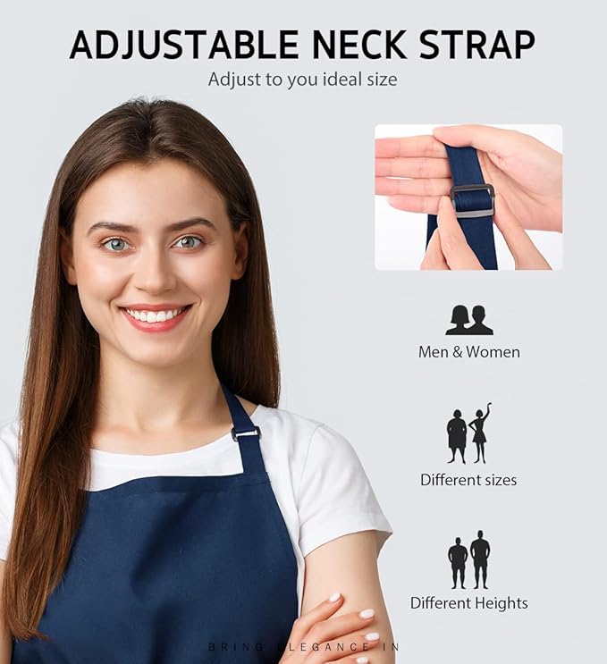 Syntus Apron for Men Women, Adjustable Cooking Kitchen Chef Aprons with 2 Pockets