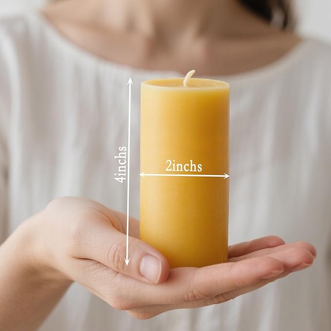 12 Pack Beeswax Pillar Candles, 420 Hours Long Burning Beeswax Candles,Unscented Bees Wax Candles Bulk for Home Paryer Party, Smokeless, Dripless