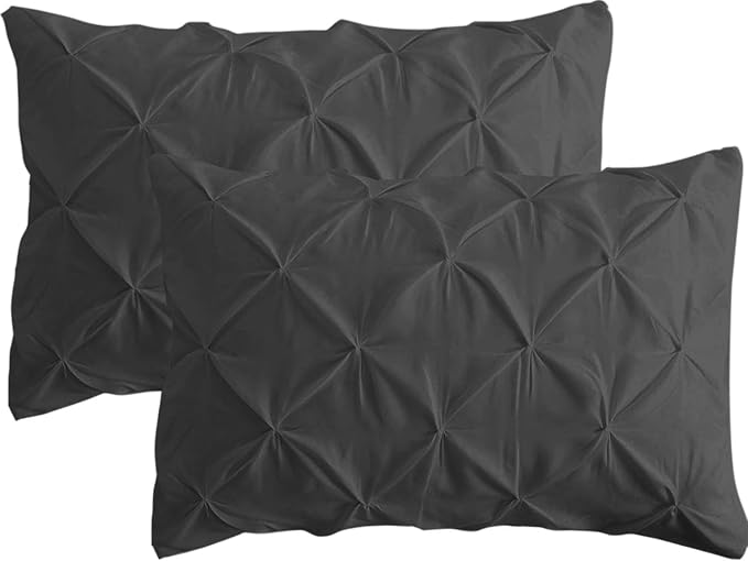 2 Pack Pillow Shams Standard Size 20x26 – 600 Thread Count 100% Organic Cotton Pinch Grey Pillow Covers with 2 Inch Flange, Soft & Smooth Premium Hotel-Quality Pillowcases Set of 2