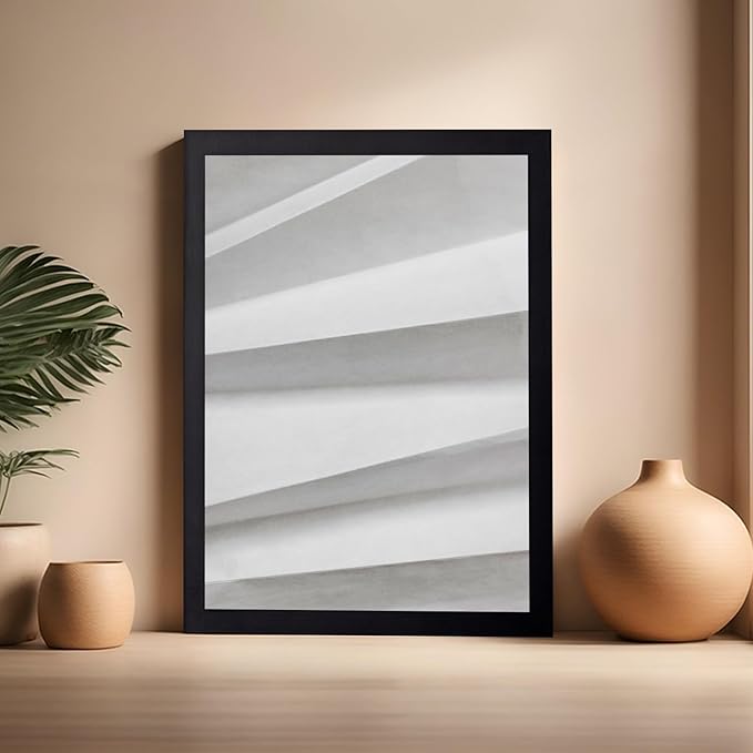 Monem Art Minimalist Paper Fold Abstract Print - Scandinavian Monochrome Texture Poster - Wall Decor for Living Room, Bedroom or Office - 16x20 Black Framed Wall Art by Mareike Bohmer