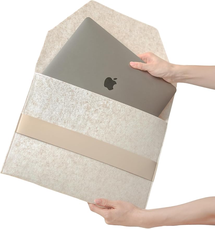 SortJoy Felt Laptop Sleeve and File Folder - Sleek and Durable Protective Case for Laptops and Documents, Perfect for Work, School, or Travel, Fits Devices Up to 15 Inches (Stone, Oatmeal)