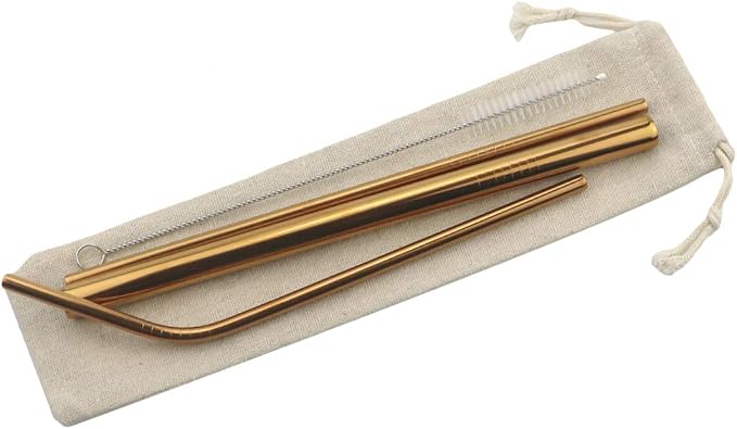 Metal Straws Stainless Steel Straws 8.5'' Drinking Straws Reusable 3 Set, Ultra Long Colorful Cleaning Brush for 20 Ounce 30 Ounce for Trail Tumblers Yeti RTIC Ozark, 2 Straight 1 Bent 1 Brush
