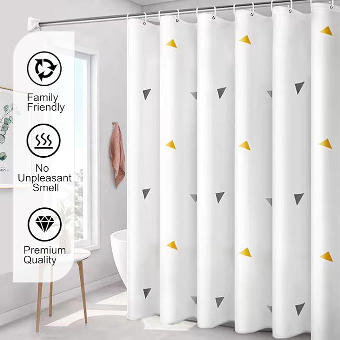 TIKABC Shower Curtain Liner, 4G PEVA Shower Liner, Plastic Waterproof Shower Curtains, 72x72 inch with Grommet Holes 3 Magnetic Weights