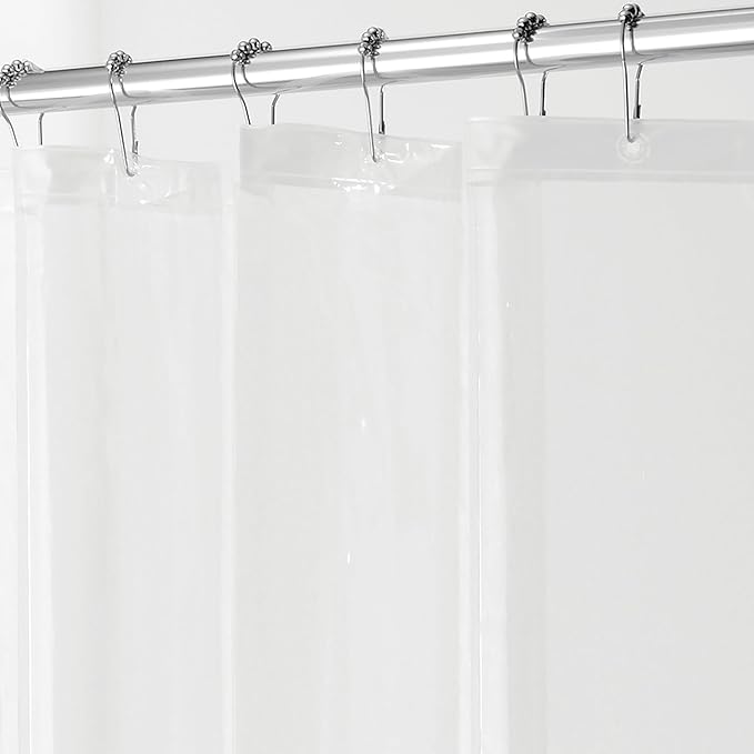 iDesign Waterproof PEVA Plastic Shower Curtain Liner for Use Alone or With Fabric Curtain, 72” x 72”, Clear