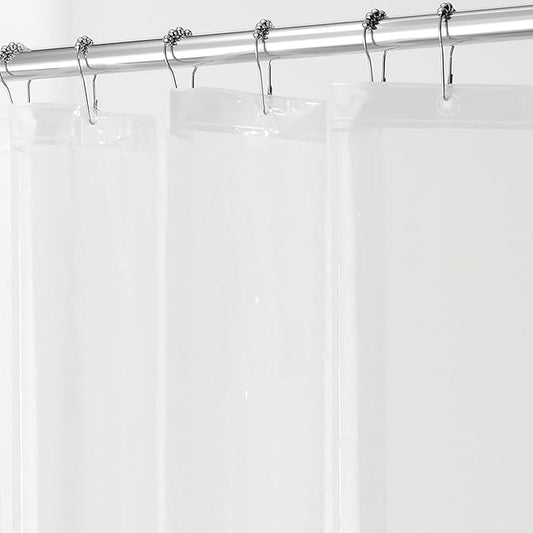 iDesign Waterproof PEVA Plastic Shower Curtain Liner for Use Alone or With Fabric Curtain, 72” x 72”, Clear