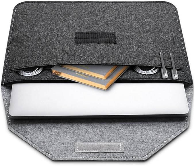 Felt Laptop Sleeve Bag Tablet PC Case Ultra Slim Business Carrying Envelope Case Protective Bag, Compatible with Apple MacBook, Acer Dell HP Microsoft Notebook (Dark Gray, 15-inch)